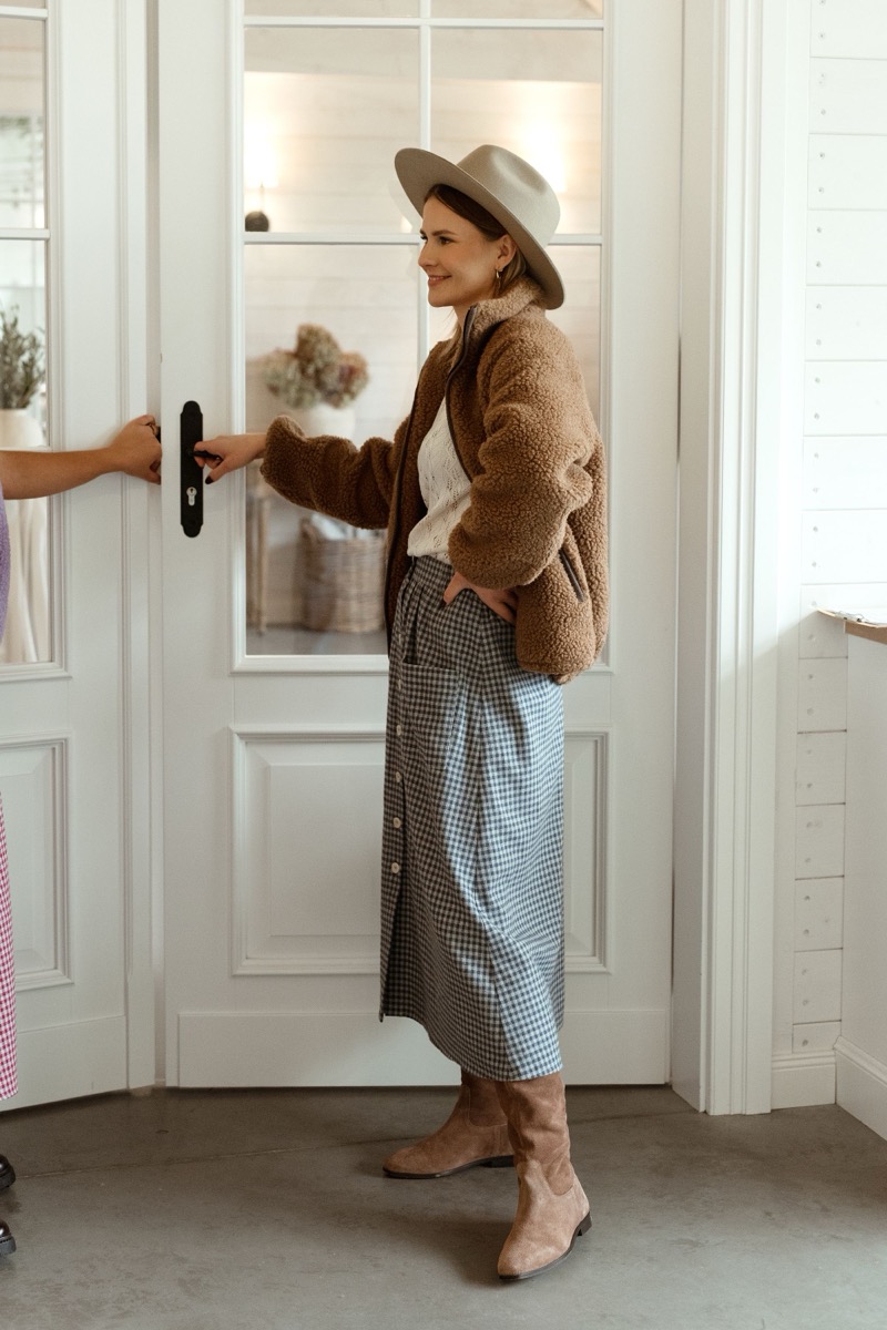 Ciepła spódnica Mela Foggy z flaneli bawełnianej - obrazek 7