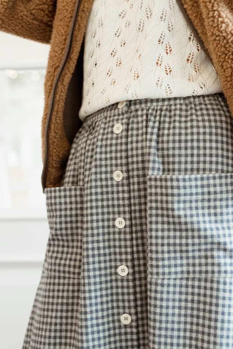 Ciepła spódnica Mela Foggy z flaneli bawełnianej - obrazek 2