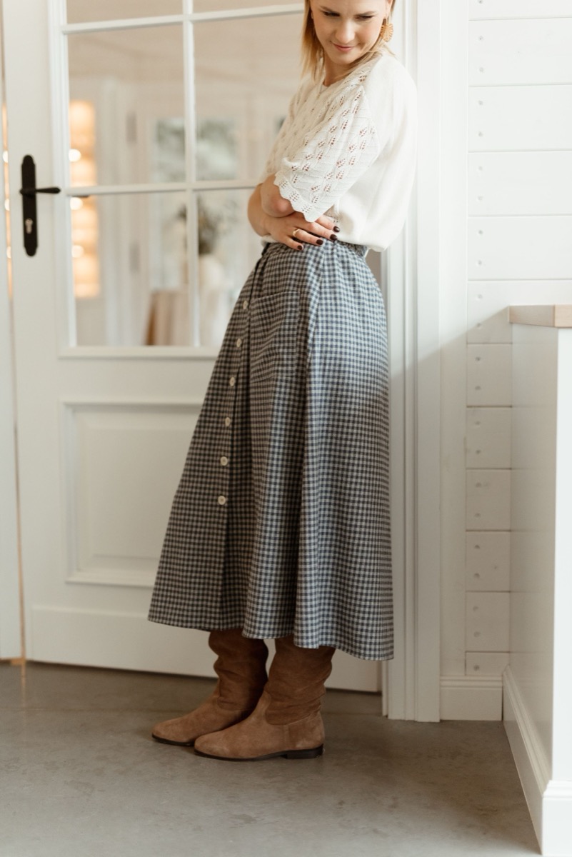 Ciepła spódnica Mela Foggy z flaneli bawełnianej - obrazek 5