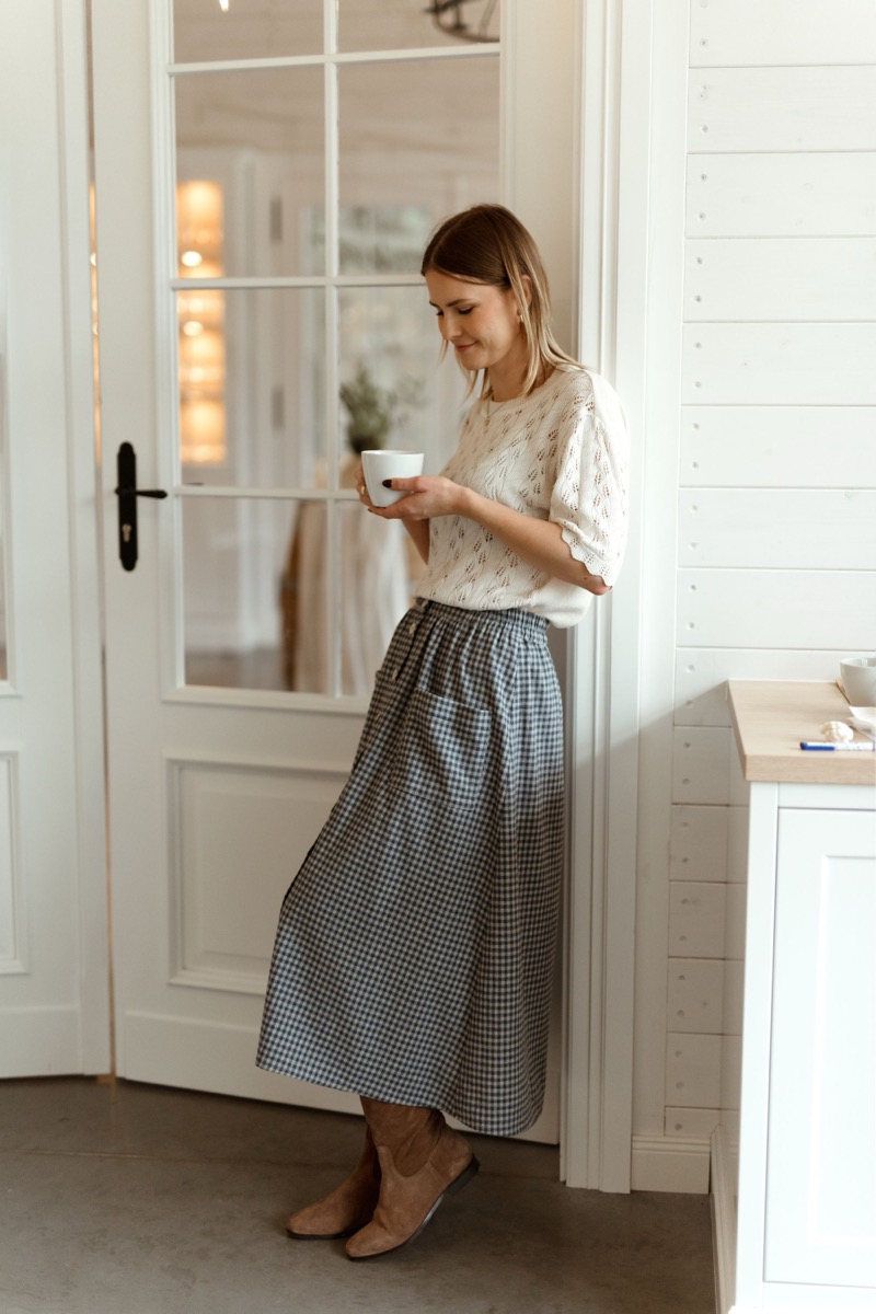 Ciepła spódnica Mela Foggy z flaneli bawełnianej